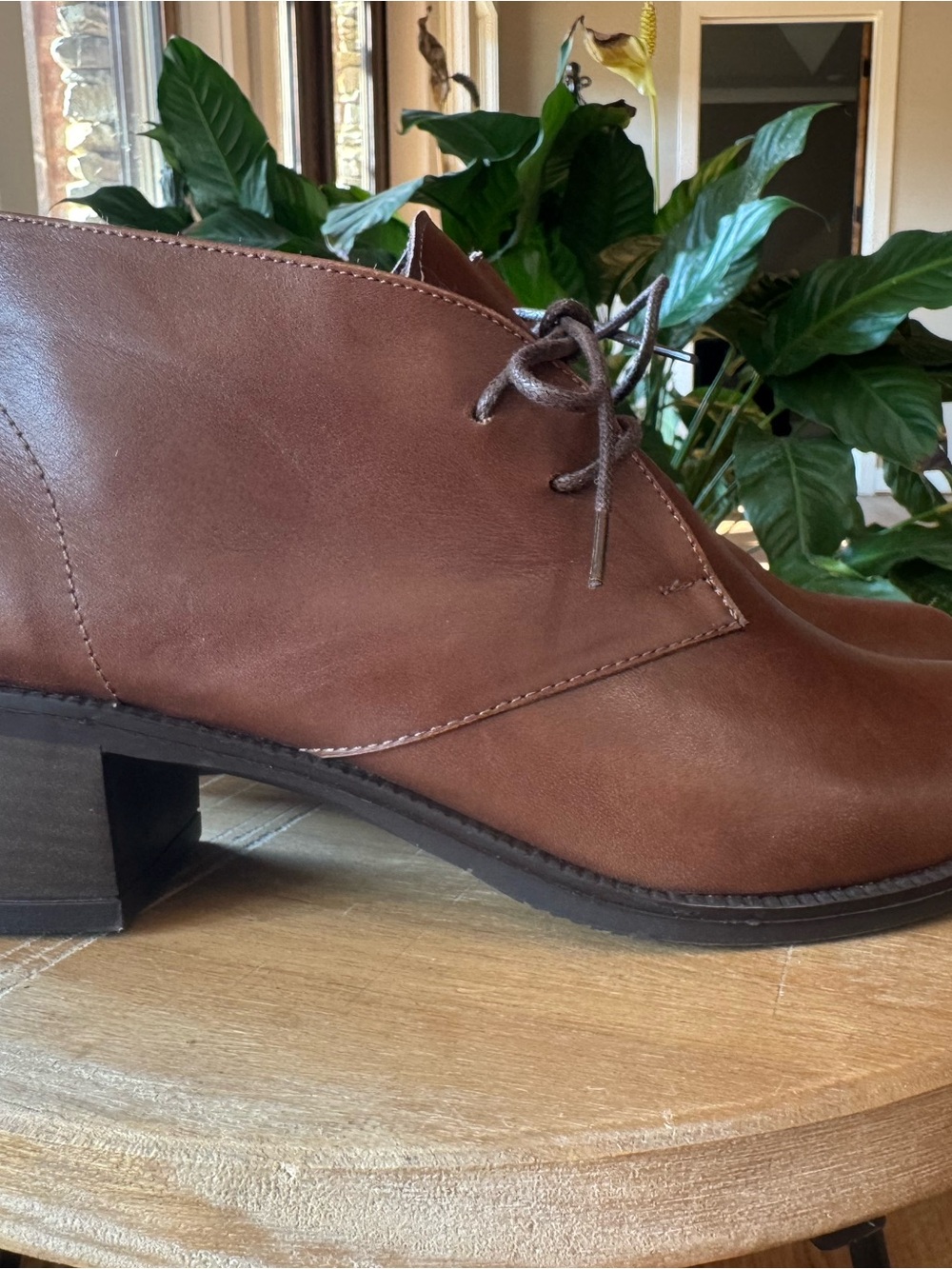 Fenomilano Women’s Brown Leather Lace-Up Chukka Ankle Boots EU 40